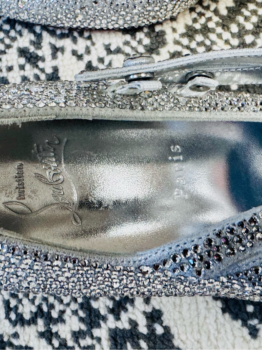 NWT!!! Christian Louboutin Silver Crystal Block Heel Pumps Sz 41/11 - Picture 6 of 6